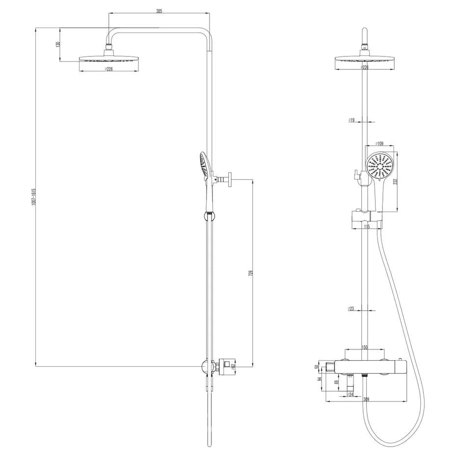 Термостатический смеситель для ванны и душа с регулируемой высотой халата, поворотным изливом и насадкой для душа "Тропический дождь" LEMARK LM3772GM "BRONX"